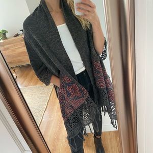 Anthropologie, Green Knitted Boho Shrug, Size S